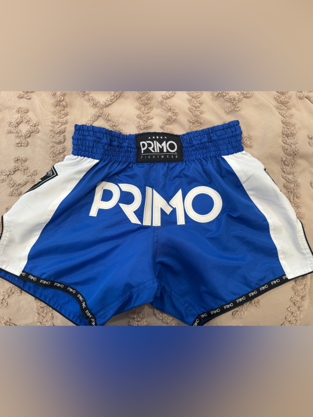 Primo Blue and White Fight Shorts